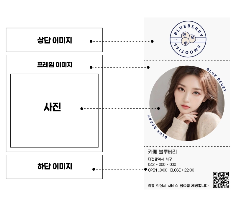 팝업스튜디오 영수증사진기 상하단 이미지 커스텀기능